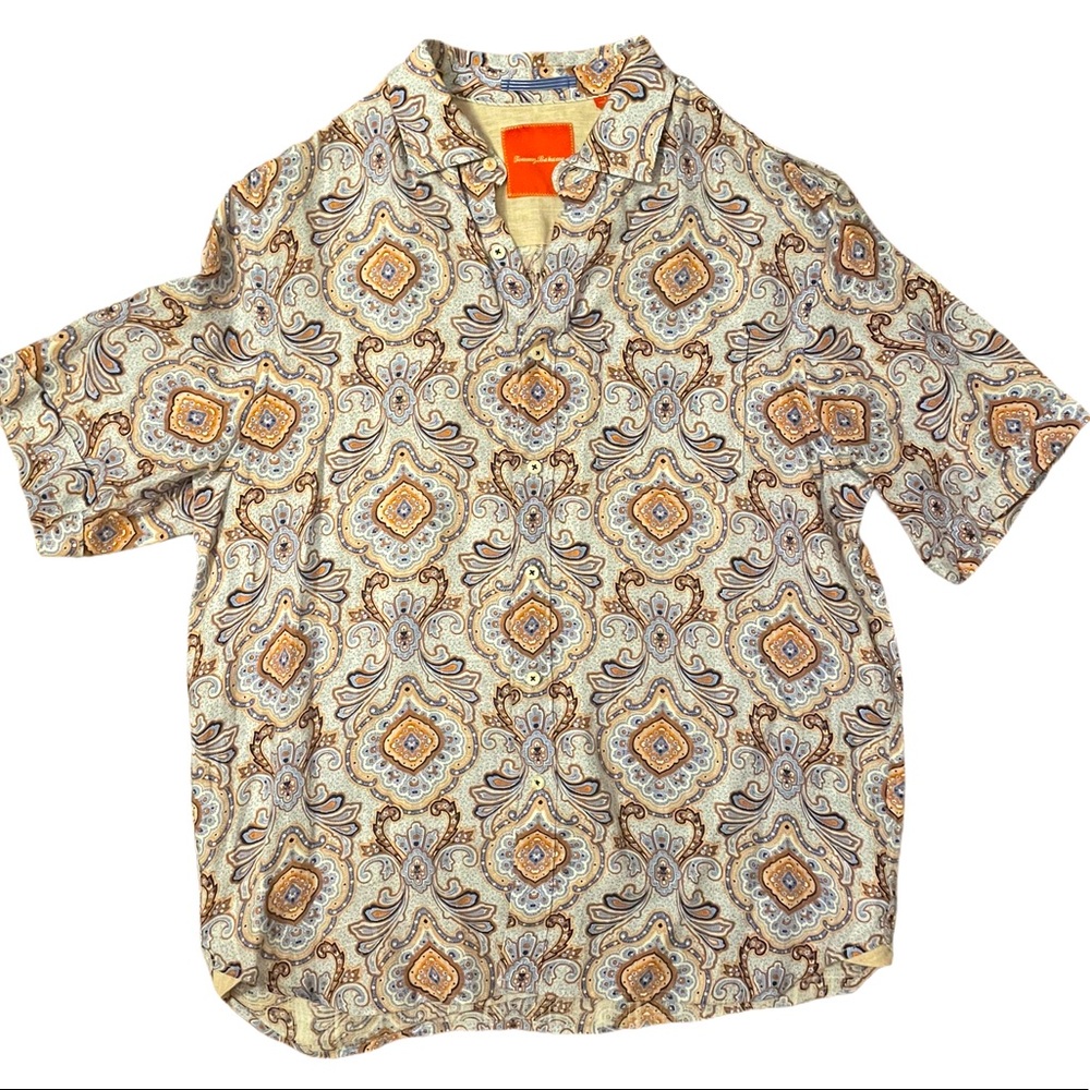 Tommy Bahama 100% Linen Paisley shirt size Large